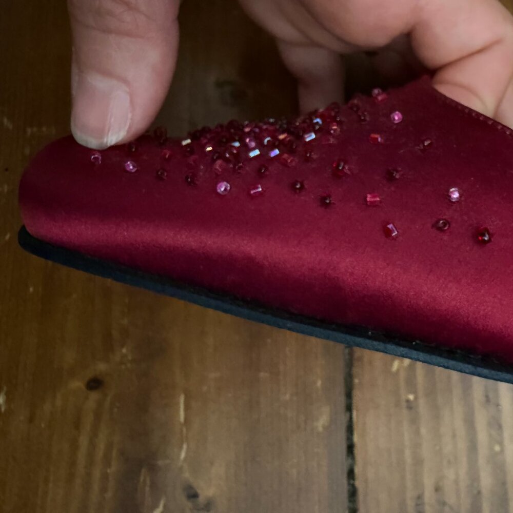 Stéphane Kélian Burgundy Suede Beaded Heels Size 4.5 Made in France New - Picture 5 of 10